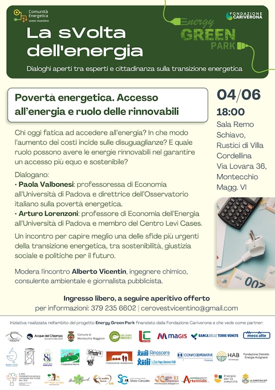 Acque del Chiampo | Energy Green Park, a Montecchio Maggiore il 4 giugno l’ultima conferenza de “La sVolta dell’Energia” con il sostegno di Acque del Chiampo